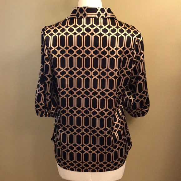 Like New-3/4 Button Front Blouse-Black&Pewter-S 10 - Picture 7 of 12